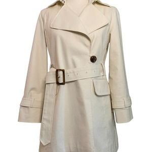 TALBOTS | Cream Canvas, Belted Trench Coat | Size 2P